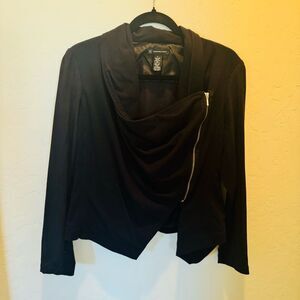 INC International Concepts Black Asymmetrical Full Zip Casual Jacket Size S